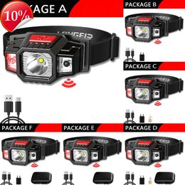 New Headlamps Powerful IR Motion Sensor LED Headlamp USB Rechargeable Headlight Waterproof Head Lamp Night Fishing Head Light Camping Headlamp