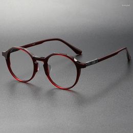 Sunglasses Frames Irregular Round Red Acetate Eyeglasses Men Handmade Glasses Prescription Classical Designer Stylish Eyewear