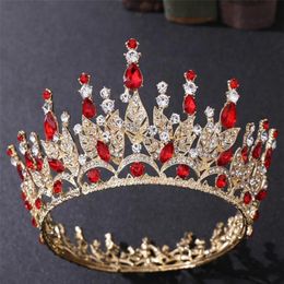 Wedding Bridal Full Crown Round Tiara Crystal Rhinestone Headband Hair Accessories Jewellery Headpiece Red Blue Green Diamond Prom J267Q