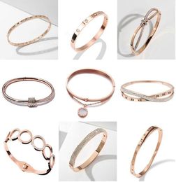 Classic Design 18K Rose Gold Plated Open Stainless Steel Bangle Ins Style Women Gift Engagement Bracelet2473381