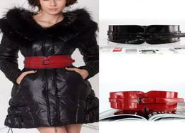 Belts Women Luxury Patent Leather Wide Stretch Belt Fashion Design Black Red Suitable For CasualOfficeParty6793719