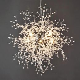 Chandeliers Contemporary Modern Dandelion Crystal Chandeliers Lighting Pendant Hanging Lamp for Bedroom Kitchen Dining Room Indoor Lighting Fi