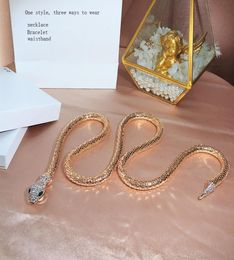 Golden snake Necklace Top Brand Pure Jewelry For Women Snake Pendants Thick Necklace Fine Custom luxurious animal Bracelet waistba1541567
