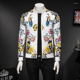 Men's Jackets 2023 Arrival None Regular England Style Stand Floral Rib Sleeve Zipper Polyester / Cotton Standard