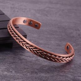 ed Pure Copper Bracelets Braid Health Energy Magnetic Bracelet Benefits Men Adjustable Cuff Bracelets Anthritis Pain Relief Q2884