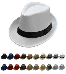 summer Fedora Hat for Men Fashionable Elegant Vintage Black Women White Red Brim 1920s Panama Top Jazz Beach Unisex Classic Cap6555364