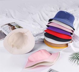 Doublesided Wearing Solid Color Bucket Men Women Reversible Fisherman Hat Summer Panama Cap Sun Fishing Gorros 2207029400053