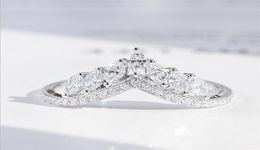 Size 610 Luxury Jewellery Real 925 Sterling Silver Crown Ring Full Marquise Cut White Topaz CZ Diamond Moissanite Women Wedding Ban7488748