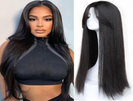 Synthetic Wigs Houyan Long Straight Wig Black Center Split Natural Fit Headgear Full Invisible W7040620