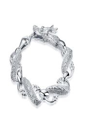 Big White Dragon Bracelet Men039s sterling silver plated bracelet Wedding gift men and women 925 silver bracelet SPB0361076138