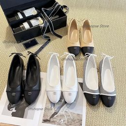 10ADesigner Dress Shoes Ballet Flats Shoes Paris Brand have Black Women Quilted Genuine Leather Slip On Ballerina Luxury Round Toe Ladies Slingbacks