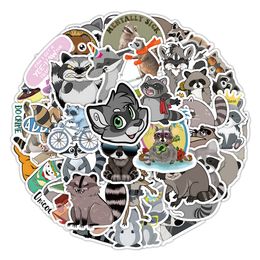 50pcs custom raccoon cartoon animal Waterproof PVC Stickers Pack For Fridge Car Suitcase Laptop Notebook Cup Phone Desk Bicycle Skateboard Case.