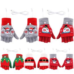 Children Winter Gloves Christmas Cute Cartoon Elk Flip HalfFinger Mittens For Girl Boy Kids Warm Cotton Lined Fingerless 231225