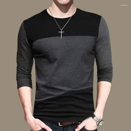 Men's T Shirts Fashion Men Casual Slim Basic T-Shirts Spring Autumn Cotton Male Clothes Panelled Long Sleeve Big Size Bottoming Pullover