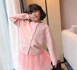 Sweet girls cardigan Autumn Kids girl pink knitted sweaters jacket Single breasted coat children039s jumper Clothes275F6148034