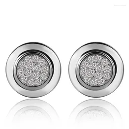 Stud Earrings Top Quality Simple Round White Zircon For Women Bridal Wedding Jewellery Gifts