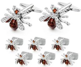 Cuff Links HAWSON Crystal Bee Cufflinks and Studs Set for Men Tuxedo Luxury Gift party bee cufflinks with box mens 2211301527042