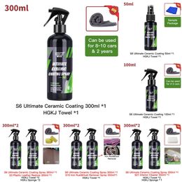 Car Upgrade 9H Ceramic Car Coating Hydrochromo Paint Care Nano Top Quick Coat Polymer Detail Protection Liquid Wax Car Care HGKJ S6