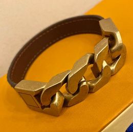 ZB006YX Classic Fashion Chain Brown Black PU Leather Letter Bracelet with Gift Box Rough Cutout Charm Bracelets3221742