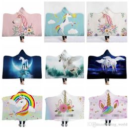 Blankets Sherpa Blanket Wearable Fleece Blankets Oversized ThrowBlankets Cartoon Unisex Warm Bathrobe Unicorn Christmas Gift 59 Designs WLL