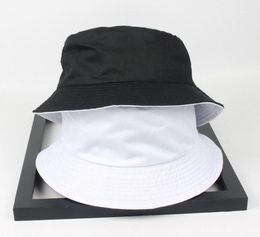 Cloches Two Side Reversible Black White Solid Bucket Hat Unisex Chapeau Fashion Fishing Hiking Bob Caps Women Men Panama Summer15172490