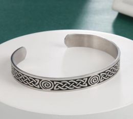 Bangle My Shape Cuff Bangles For Men Women Celtics Knot Spiral Black Silver Colour Stainless Steel Bracelet Retro Viking Jewelry7990122