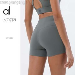Desginer Aloyoga Yoga Al Double Sided Sandwich Pants Pants Women's High Waist Lifting Hips Honey Peach Hip Sports Shorts Fitness Pants