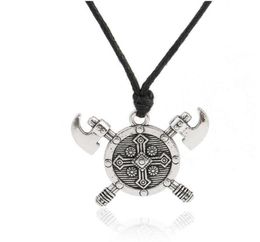 JF127 Newest Design Viking Religious Axe Pendants Necklace Jewellery Double Axes Shield Amulet Charms Necklace Jewellery Whole5563077