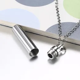 Pendant Necklaces Men Woman Necklace In Open Cylindrical Pendants Stainless Steel Remembrance Jewelry Filler Kit