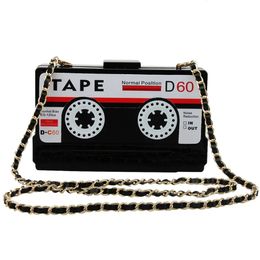 vintage tape women bag Acrylic Box Chains fashion Shoulder Bags MINI bag purse Strange evening clutch bags Euro-America style 231226