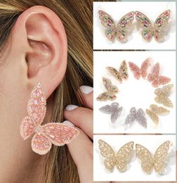 4 Colours Personalised Rose Gold Cubic Zircon Big Butterfly Earrings Punk New Fashion Stud Earring Bling Diamond Ear Jewellery Gifts 7771877