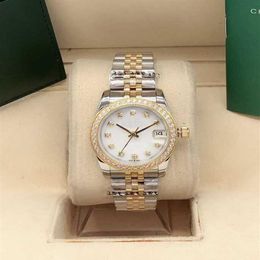 High quality 31mm diamond fashion gold Ladies dress watches sapphire mechanical automatic womens watch Stainless steel bracelet sp231Q
