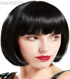 Suq 1920S Flapper Short Wig Great Gatsby Bobo Wig Black Straight Wig Flapper Costume Hair Wigs Accessory L22080931388993077875