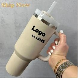 US STOCK Quencher H2.0 40oz Stainless Steel Tumblers Cups Silicone handle Lid Straw 2nd Generation Car mugs Keep Drinking Cold Water Bottle 1226