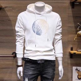 Men's Hoodies Fashion Printed Pockets Lace Up Sweatshirts Clothing 2024 Spring Loose Casual Tops All-match