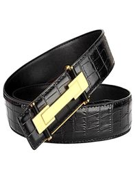 Fashion men belt luxury Crocodile pattern copper buckle high quality genuine leather belts for man black brown99652461662212