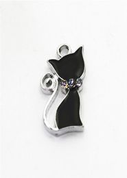 New Arrive 10pcs Silver Black Cat Charm For DIY Bracelets Hanging Charm Necklace Dangle Findings Jewelry Accessories3591542