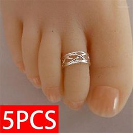 5PCS 925 Silver Foot Ring Fashion Women Elegant Adjustable Antique Toe Ring Foot Beach Jewelry12378170