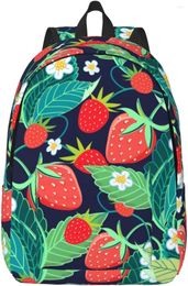 Backpack Casual Lightweight Bright Strawberry Laptop Men Women Travel Bag Outdoor Canvas Daypack