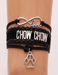 Chow Chow Bracelets Dog Paw Charm Breeds Puppy Braided Bracelet Bangles Handmade Leather1587877