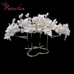New Design Fresh Water Pearl Bridal Tiara Crown Flower Rhinestone Wedding headband hairpiece Hair Jewellery RE3943 W0104226k