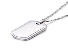 316L Stainless Steel Dog Necklace Pendant Military Card American Soldier Identity Shield Charm For Boy Mens Chain 24 Inch6759295