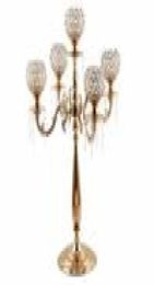 5 Arms Candelabra Home Holiday Decorative Centerpiece Gold Crystal Candle Holders for Dinner Party Candlestick LJ2010185894400