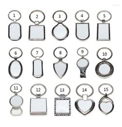 Keychains 15 Shapes Sublimation Transfer Paper Blanks DIY Metal Round Key Rings Heat Press Po Custom Jewellery Making Smal229512011