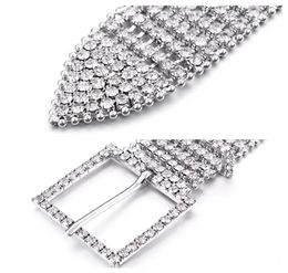 Unisex Metal Chain Elastic Belts Women Diamante Crystal Chain Belt 8 Rows Rhinestone Wide Bling Female Waist Belt6749014