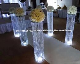 Decoration most popular wedding Centrepiece or event crystal walkway pillar flower stand wholesale