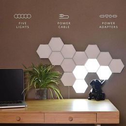 1-65 Pieces DIY Wall Lamp Touch Switch Quantum Lamp LED Hexagonal Lamps Modular Creative Decoration Wall Lampara230W