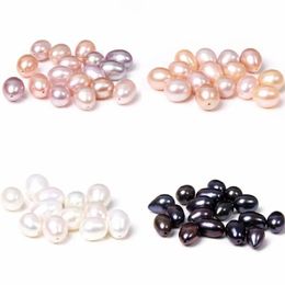 Bracelet Half Hole Pearl Beads Natural Freshwater Oval Half Drilled Pearls Beads for Diy Jewelry Making Earrings Craft Accessories 10pcs
