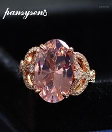 PANSYSEN Romantic 10ct Morganite Diamond Wedding Party Rings for Women Solid 925 Sterling Silver Natural Stone Fine Jewellery Ring12096023