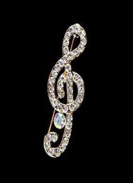 Quality Designer Musical Note Brooch Scarf Pins Shiny Crystal Rhinestone Brooches for Women Wedding Party Bride Bouquet Jewelry Gi2619064